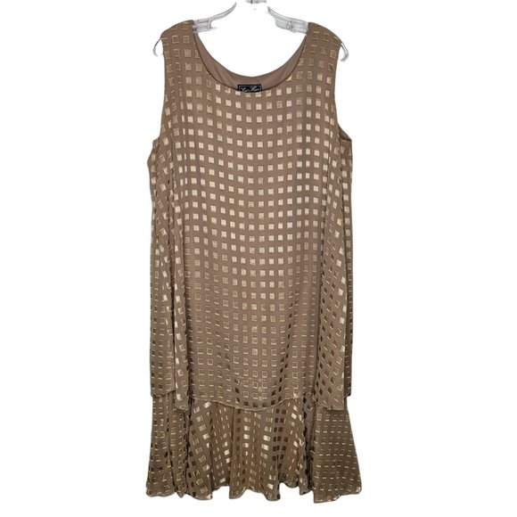 Lori Max New York Vintage 2 Piece Sleeveless Dress Gold Squares Shoulder Pads - Picture 2 of 5